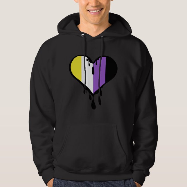 Hjärta för icke-binär Pride Hoodie (Framsida)