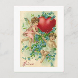 Hjärta för innehav för Cherubs för Helg Vykort