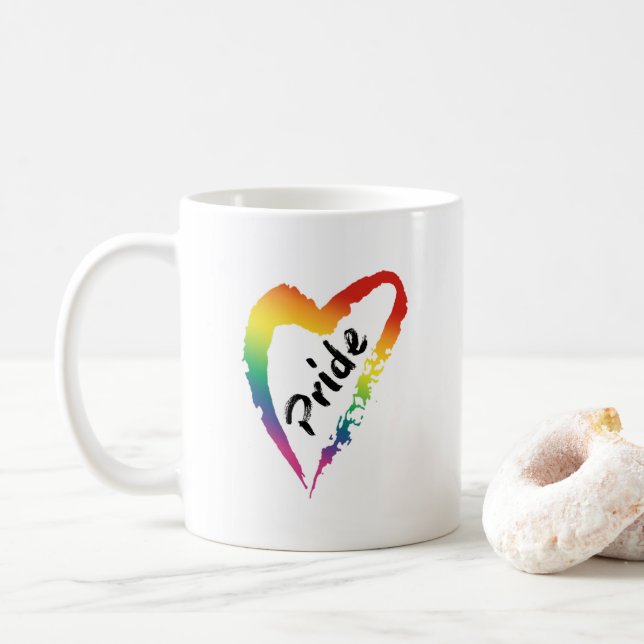 Hjärta för regnbåge för mugg för LGBTQ-pridekaffe (Med munk)