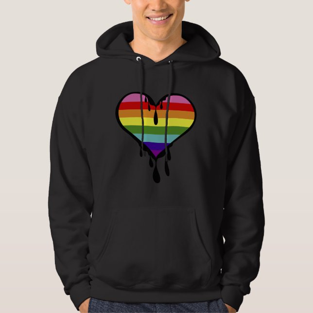 Hjärta för regnbåge - Pride Hoodie (Framsida)