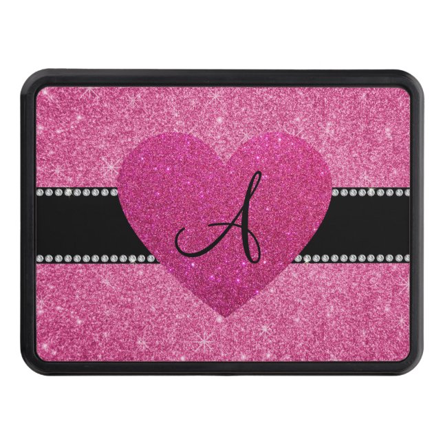 Hjärta för rosor för Monogramrosaglitter Dragkroksskydd (Framsidan)