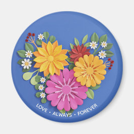 Hjärta för skulpterad Blommigt Magnet