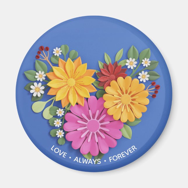 Hjärta för skulpterad Blommigt Magnet (Framsidan)