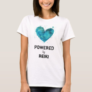 Hjärta för vattenfärg för turkos för *~*Reiki T Shirt