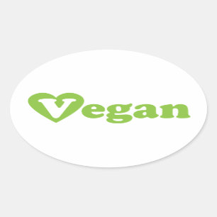 Hjärta för Vegantextgrönt Ovalt Klistermärke