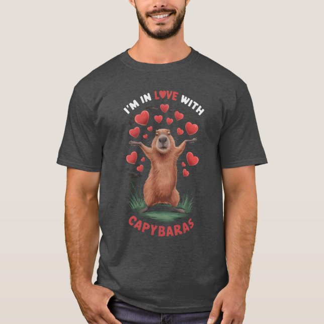 Hjärta Förälskad i Kapybara rolig T Shirt (Framsida)