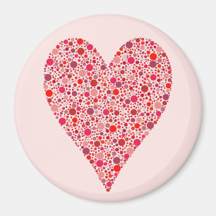 Hjärta Form Lila Prickar på Rosa Magnet