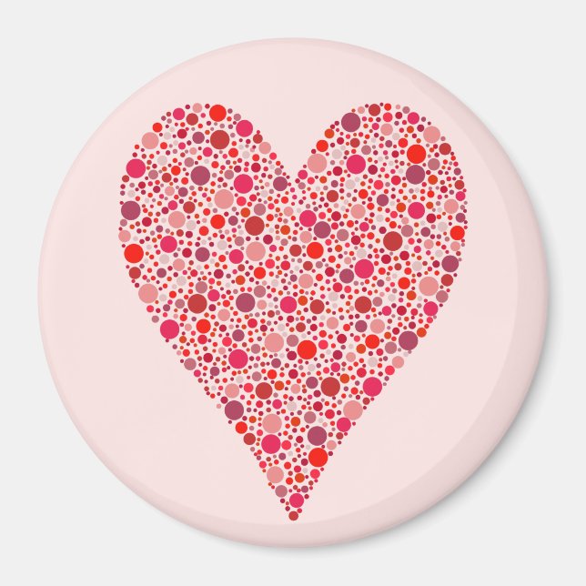 Hjärta Form Lila Prickar på Rosa Magnet (Framsidan)