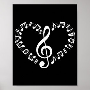 Hjärta Form Musik Noteringar Musikälskare Glad Val Poster