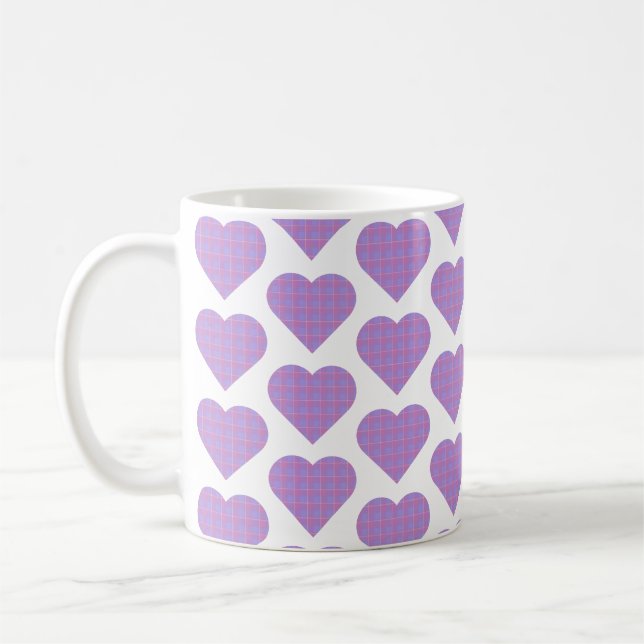 Hjärta Form Rutig Rosa Lila Pastell Kaffemugg (Vänster)