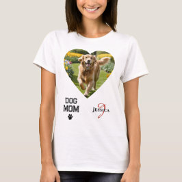 Hjärta formad fotomonogram för hundmamma med tassa t shirt