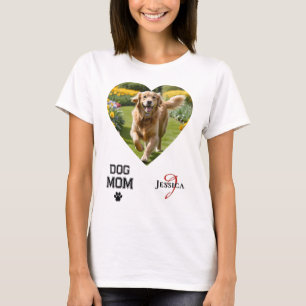 Hjärta formad fotomonogram för hundmamma med tassa t shirt