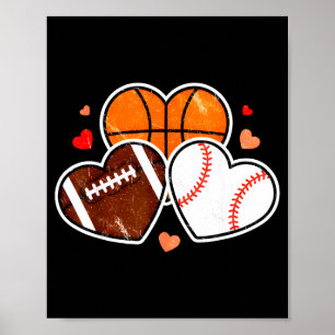 Hjärta Fotboll Basketboll Fotboll Alla hjärtans da Poster