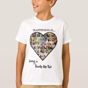 Hjärta Fotocollage Lycka är att ha en familj T Shirt