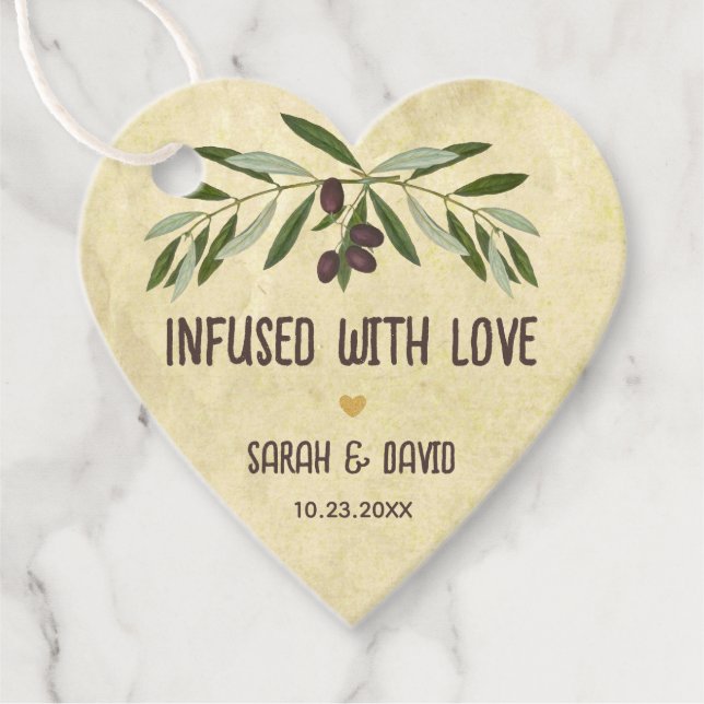 Hjärta genomflutet av kärlek Olivolja Rustik Bröll Gåvor Etiketter (Framsida)