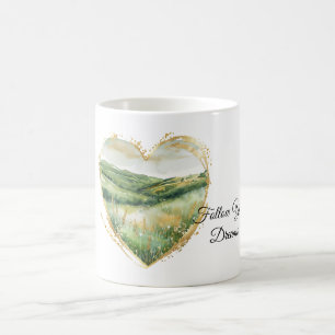 Hjärta Guld Gröna Gräs Kullar Kaffemugg