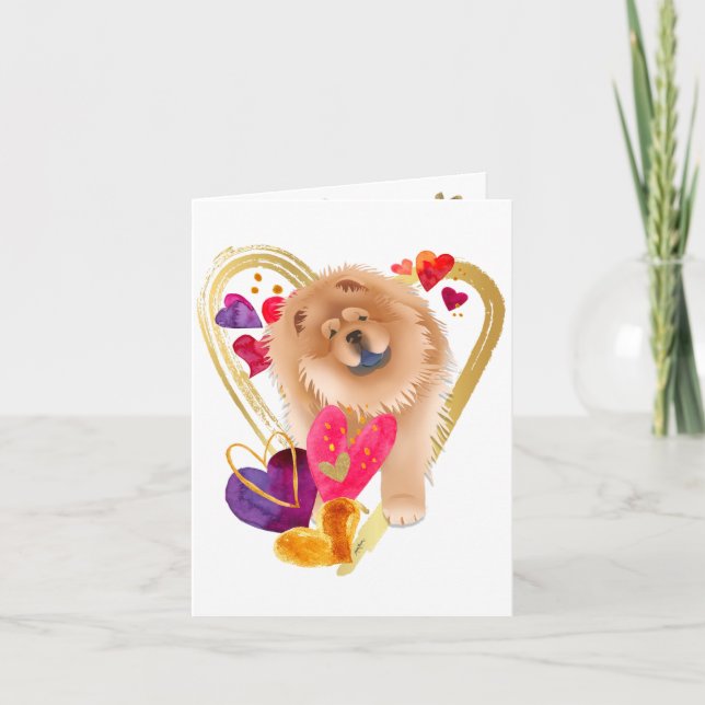 HJÄRTA HJÄRTA BLING - Chow Art-kort Helgkort (Framsida)