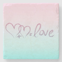 Hjärta + Hjärta = Kärlek Stenunderlägg