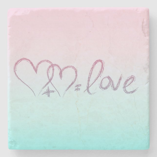 Hjärta + Hjärta = Kärlek Stenunderlägg (Framsidan)