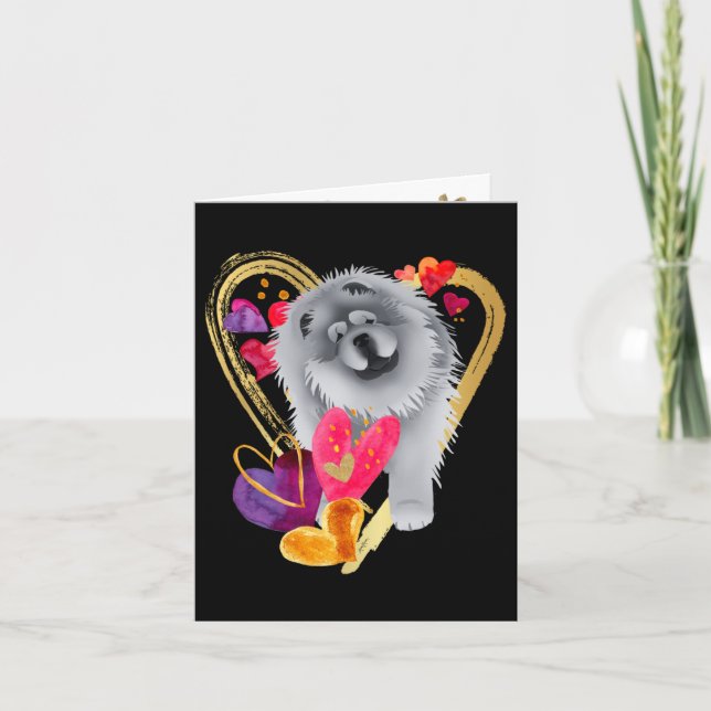 HJÄRTA HJÄRTAT BLING - Blått Chow-kort Helgkort (Framsida)