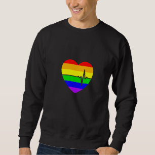 Hjärta Hjärtklappning Regnbåge Gay Och Lesbisk Lgb Lång Ärmad Tröja