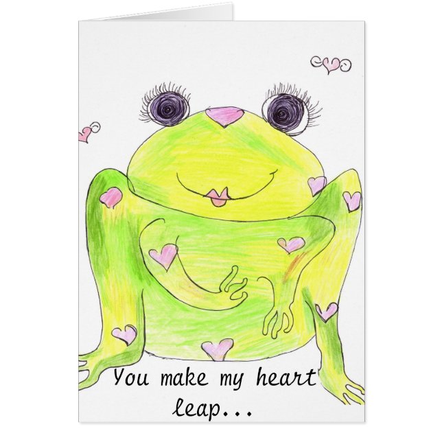 Hjärta hoppar hälsningskort (Framsidan)