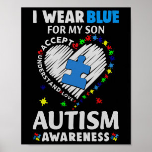 Hjärta I Bära Blue för Min son Autism Awareness Poster