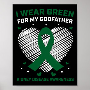 Hjärta I Bära Grönt för min gudfader njursjukdom Poster