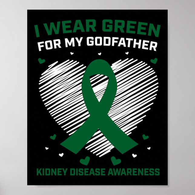 Hjärta I Bära Grönt för min gudfader njursjukdom Poster (Framsidan)