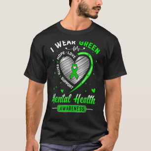 Hjärta I Bära Grönt för psykisk ohälsa Mon T Shirt