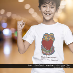 Hjärta i Beat Doodle Music Älskare School Namn T Shirt