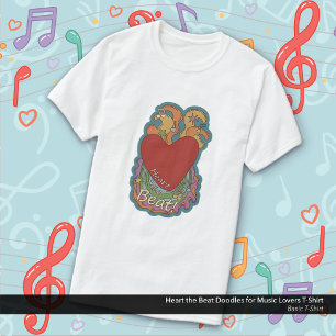 Hjärta i Beat Doodles for Music Älskare T Shirt