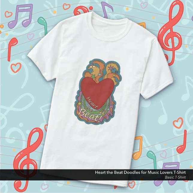 Hjärta i Beat Doodles for Music Älskare T Shirt (Heart the Beat Doodles for Music Lovers T-Shirt)
