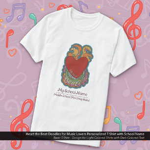 Hjärta i Beat Doodles Music Älskare School Namn T Shirt