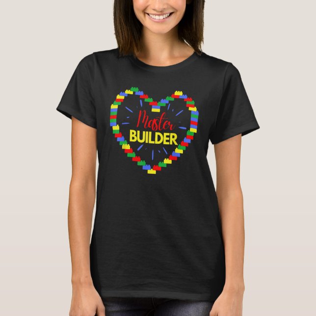 Hjärta i Byggnad av nödblockering i Master Builder T Shirt (Framsida)