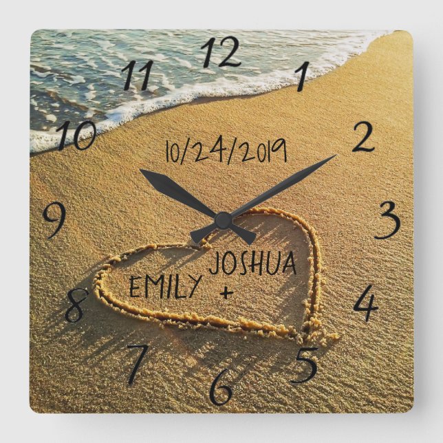 Hjärta i det tropiska hav för Sandstrandkusten Fyrkantig Klocka (Framsida)