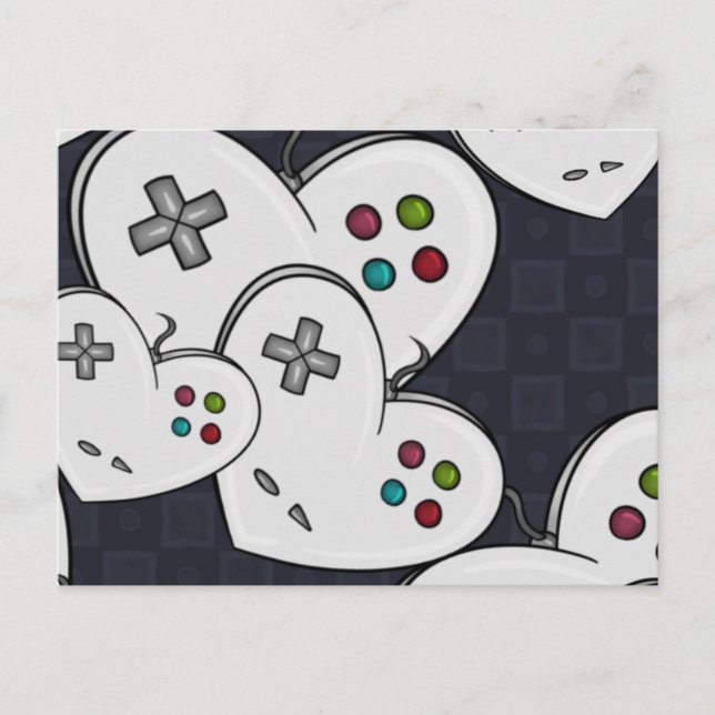 Hjärta i Gamer Kärlek Controller Vykort (Framsida)