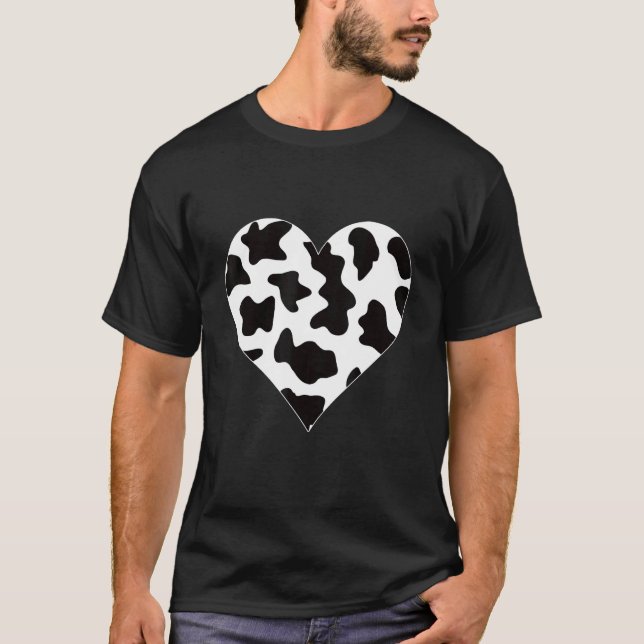 Hjärta I Ko Mönster Ko Fläckar Ko T Shirt (Framsida)