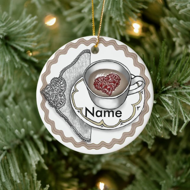 Hjärta i Kopp Julgransprydnad Keramik (Träd)