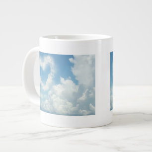 Hjärta i molnen, Blå himmel romansk design Jumbo Mugg