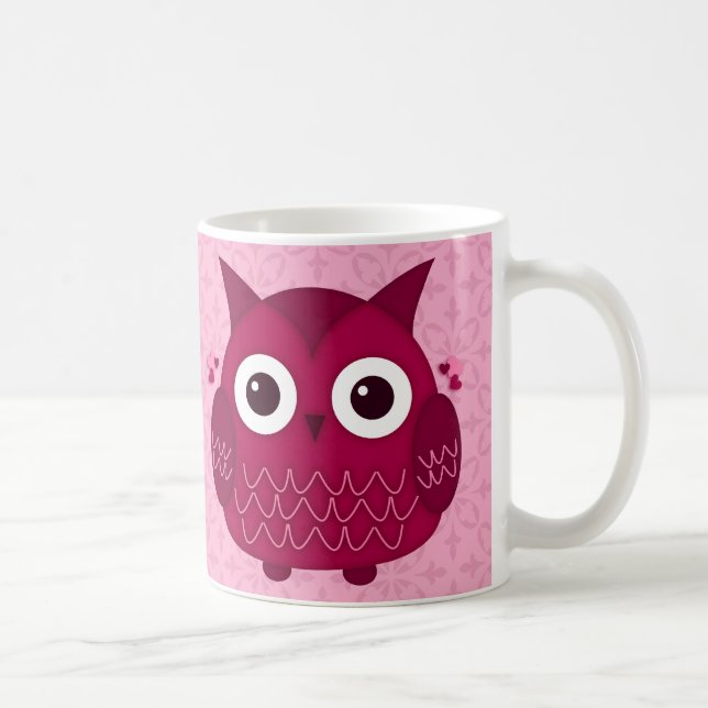 Hjärta i Rosa Uggla Kaffemugg (Höger)
