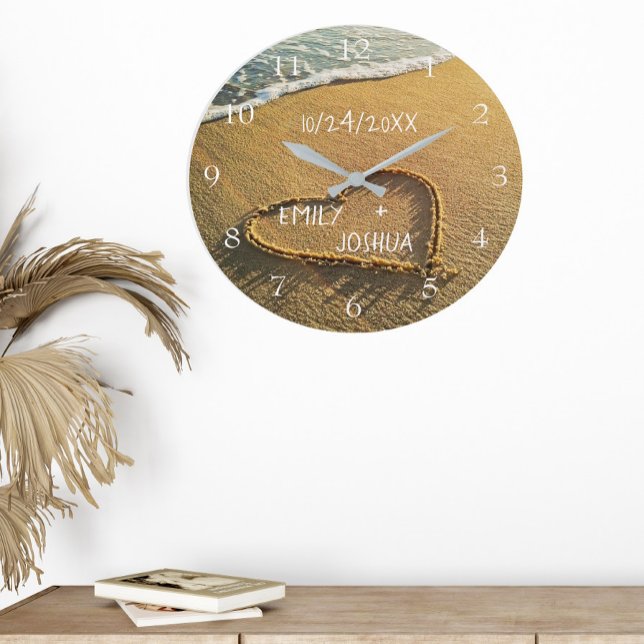 Hjärta i sanden Strand Tropisk havsutsikt Stor Klocka (Skapare uppladdad)