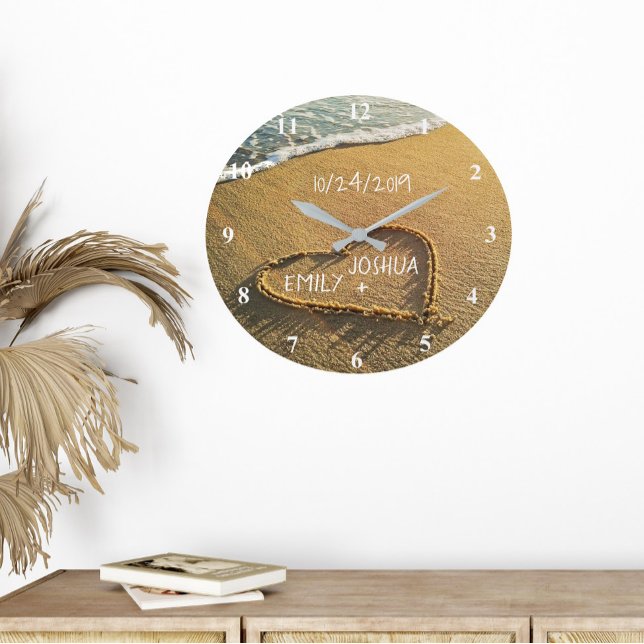 Hjärta i sanden Strand Tropisk havsutsikt Stor Klocka (Skapare uppladdad)