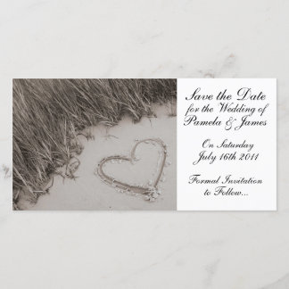 Hjärta i Spara datum för Sand Spara Datumet