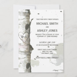 Hjärta i Träd med Initialer bröllopsinbjudningar Inbjudningar