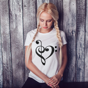 Hjärta i Treble Clef & Bass Clef Tee