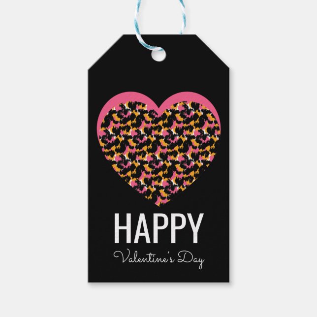 Hjärta i valentines day djurtryck presentetikett (Framsidan)