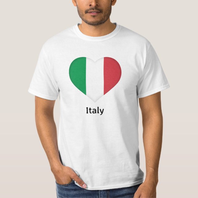 Hjärta - Italiens Flagga T Shirt (Framsida)