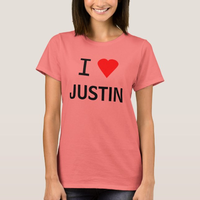 Hjärta (Kärlek) Justin eller? T Shirt (Framsida)