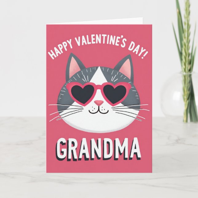 Hjärta Katt Mormor Kort (Framsida)